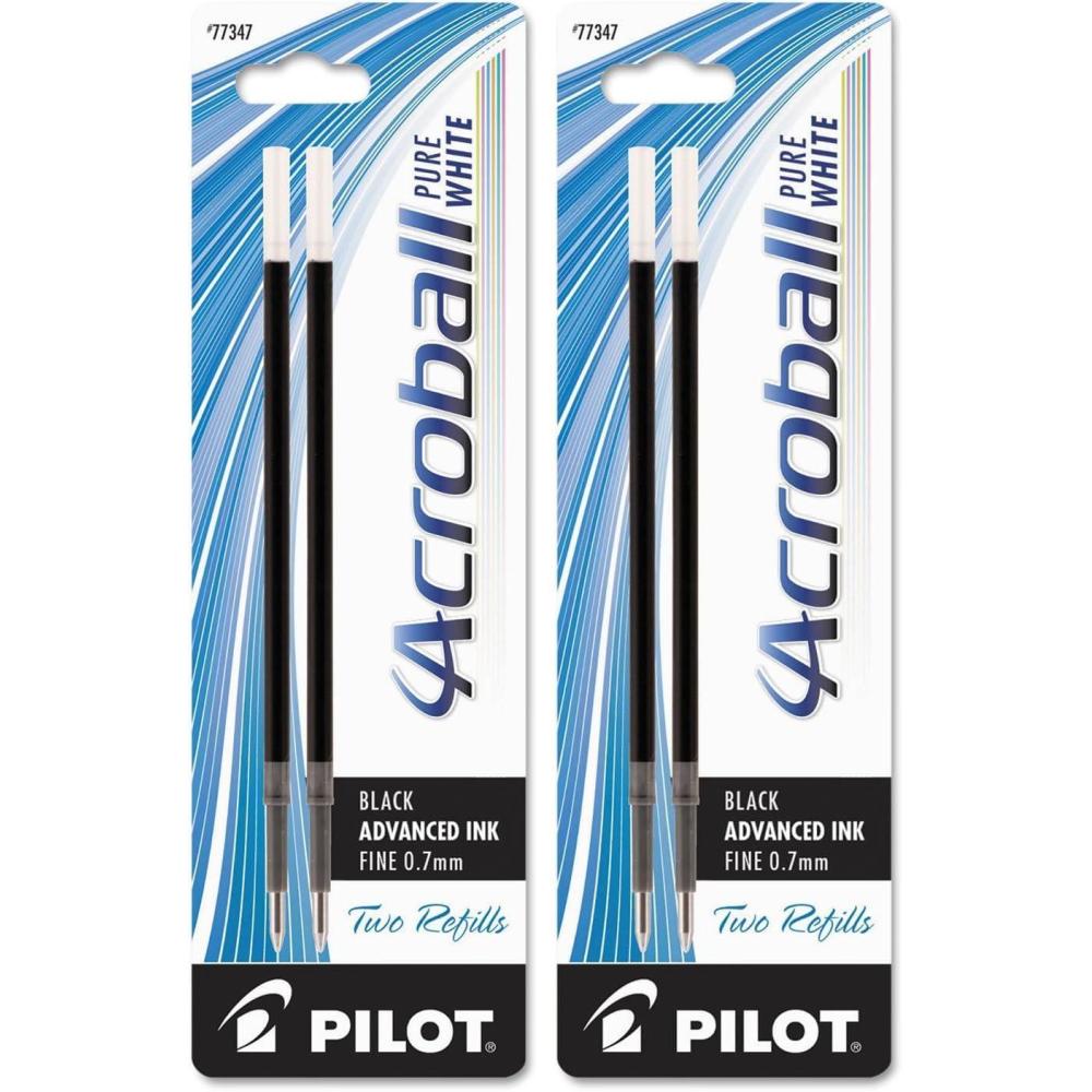 imagePILOT Acroball PureWhite Advanced Ink Refill For Retractable Pens Fine Point Black Ink 2Pack 773472 Count Pack of 2