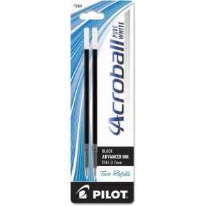 PILOT Acroball PureWhite Advanced Ink Refill For Retractable Pens, Fine Point, Black Ink, 2-Pack (77347)(2 Count (Pack of 1))