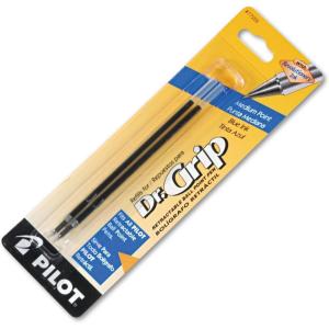 PILOT Dr. Grip Ballpoint Ink Refills for Retractable Pens, Fine Point, Black Ink, 2-Pack (77210)(Blue)