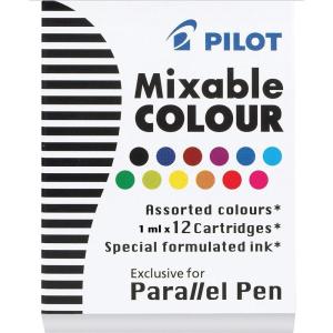PILOT Parallel Mixable Color Ink Refills for Calligraphy Pens, 12 Colors, 12-Pack (77312)(Assorted)