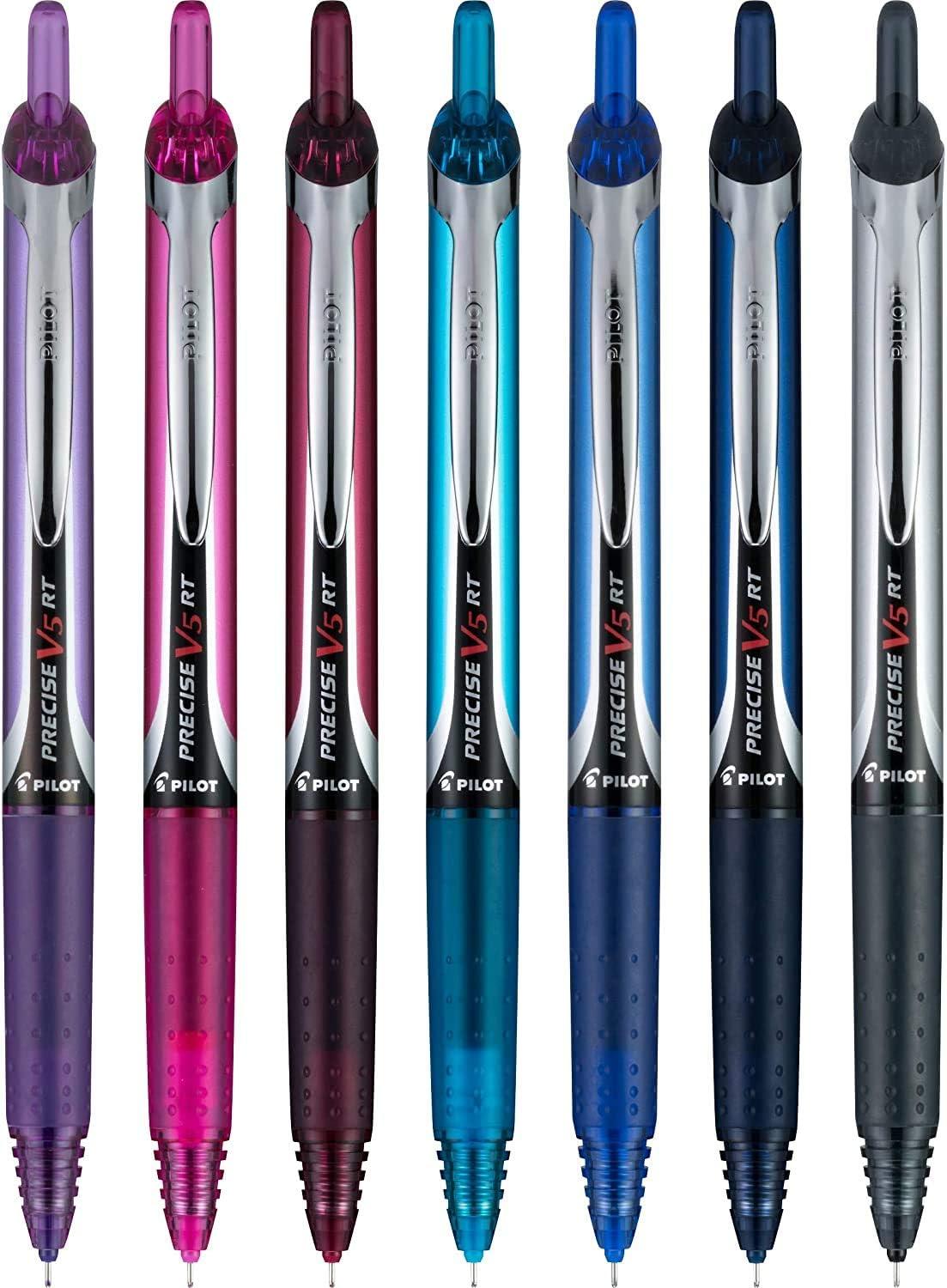 imagePILOT Precise V5 RT ExtraFine Premium Retractable Rolling Ball Pens 05mm Assorted Colors 8 Count 11890Assorted Colors