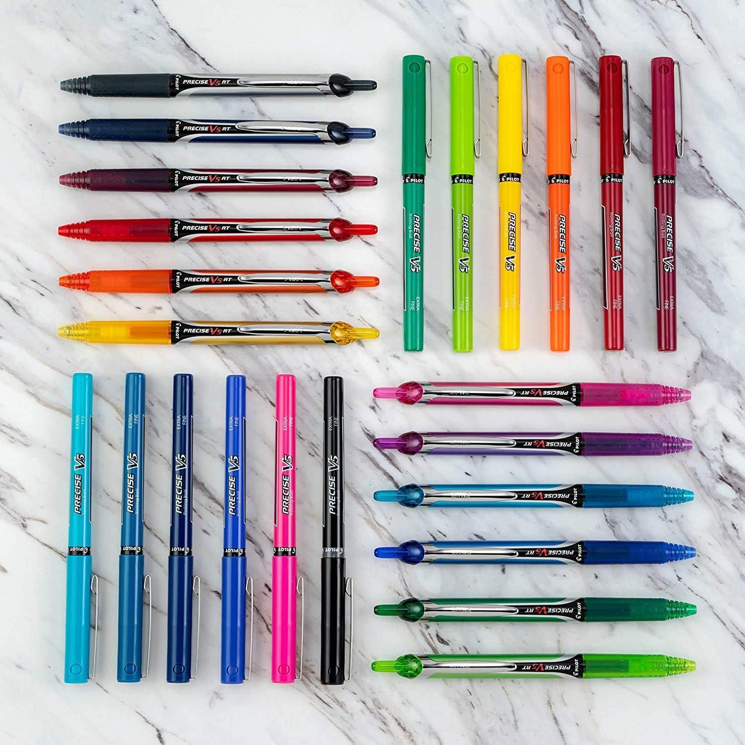 imagePILOT Precise V5 RT ExtraFine Premium Retractable Rolling Ball Pens 05mm Assorted Colors 8 Count 11890Assorted Colors