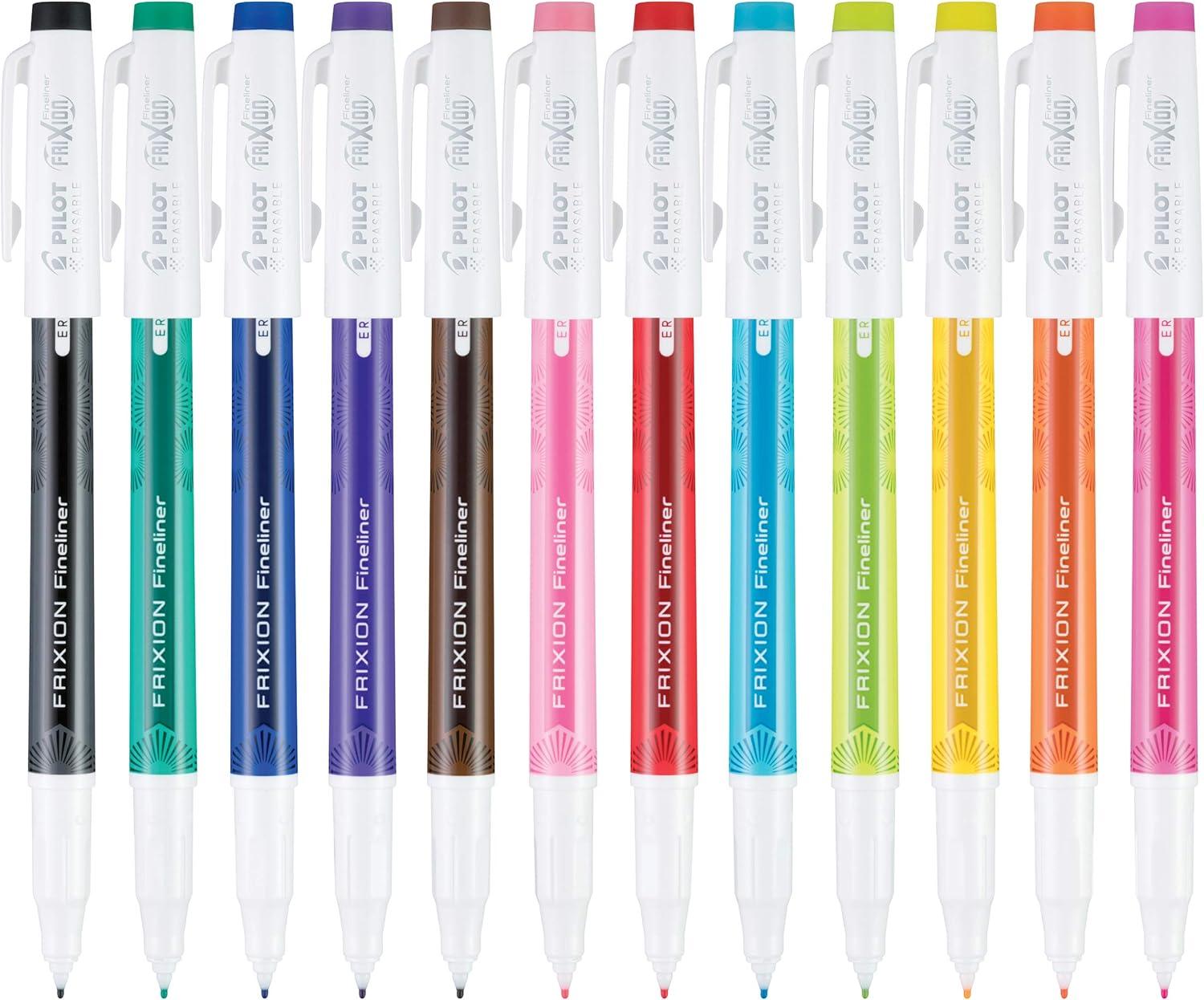 imagePilot FriXion Fineliner Erasable Marker Pens Fine Point 7 mm Pack of 12 Assorted ColorsVivid 12
