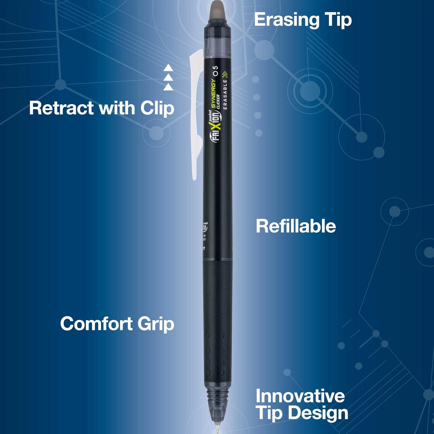imagePilot FriXion Synergy Clicker Erasable Refillable Retractable Gel Ink Pens Extra Fine Point 05 mm Pack of 7 Assorted ColorsAssorted 3
