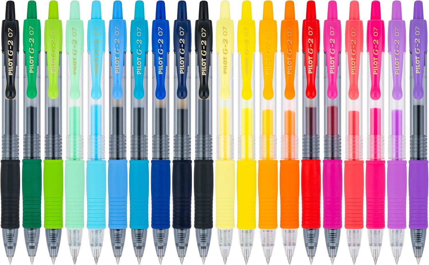 imagePilot G2 Premium Gel Pens Gel Roller Pens Fine Point 07 mm Assorted Colors 20Assorted Bright