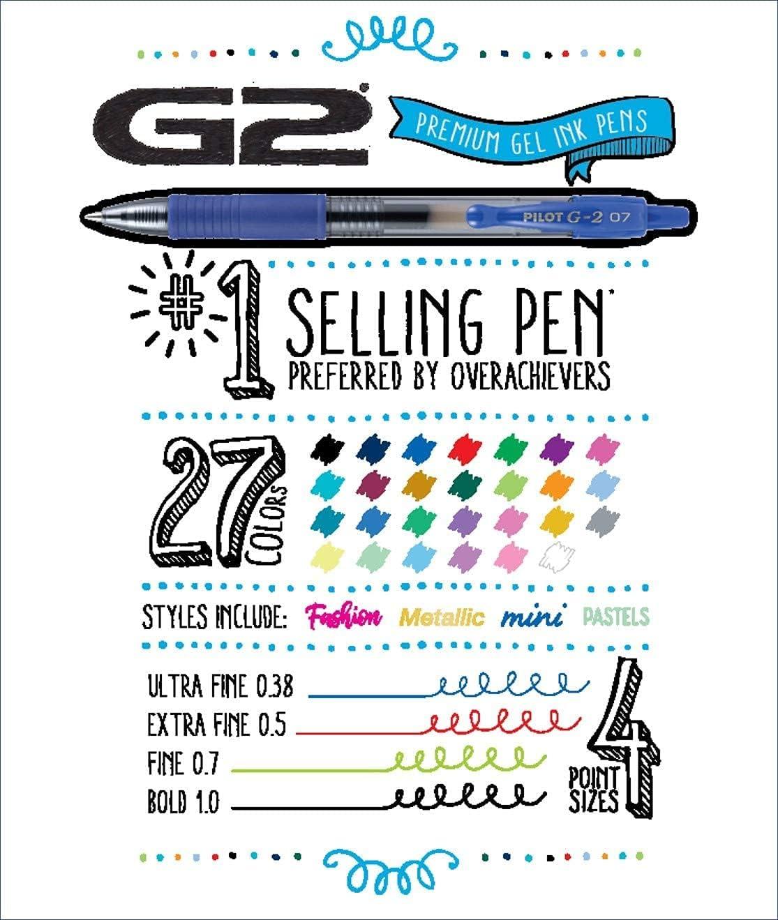 imagePilot G2 Premium Gel Pens Gel Roller Pens Fine Point 07 mm Assorted Colors 8Assorted Bright