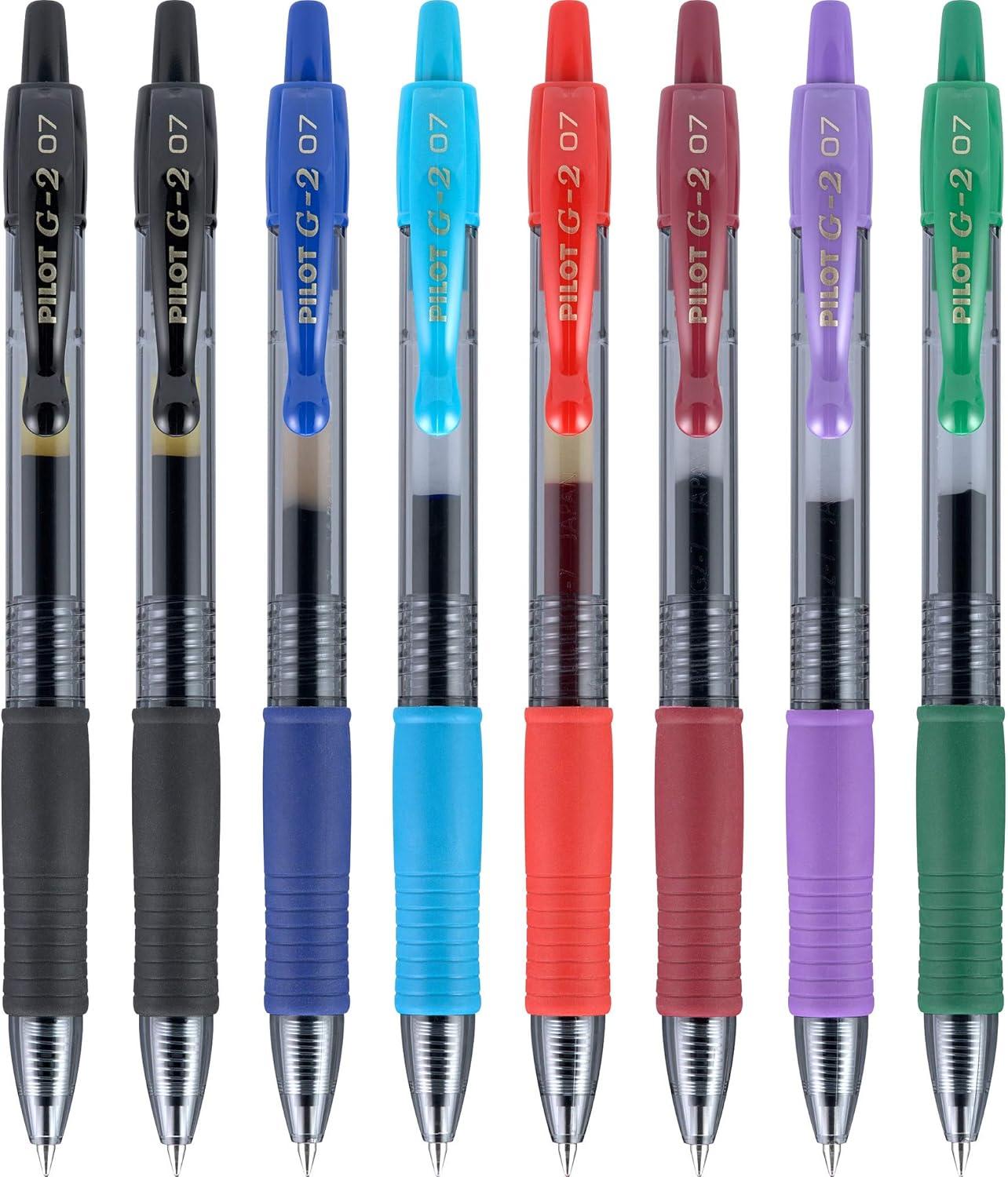 imagePilot G2 Premium Gel Pens Gel Roller Pens Fine Point 07 mm Assorted Colors 8Assorted Bright