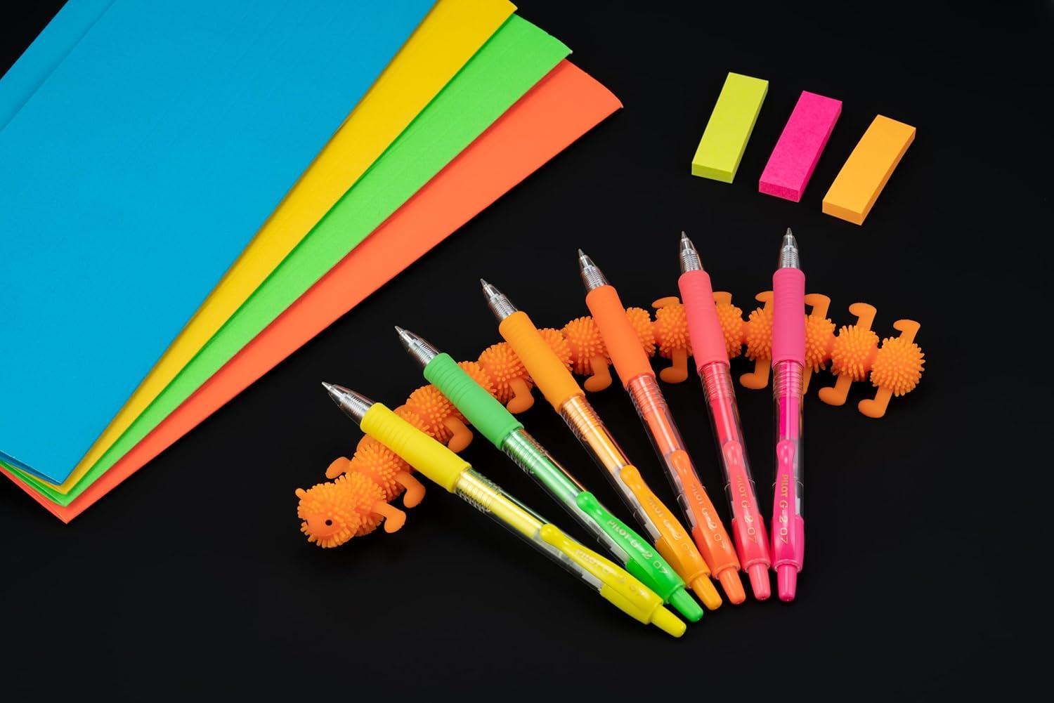 imagePilot G2 Premium Gel Roller Pens Fine Point 07 mm Assorted Colors Tub of 36Neon Colors