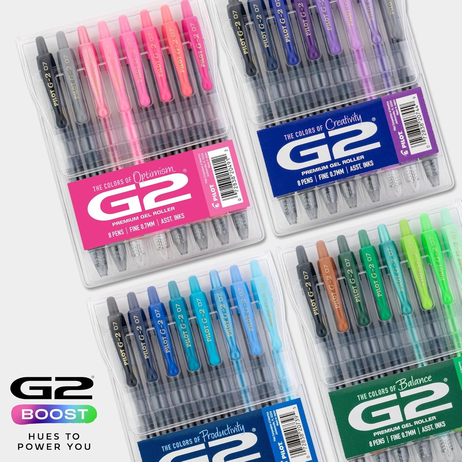 imagePilot G2 Premium Gel Roller Pens G2 Boost Greens Pack The Colors of Balance 8 Pack Pouch Fine Point 07 mm AssortedAssorted Blue