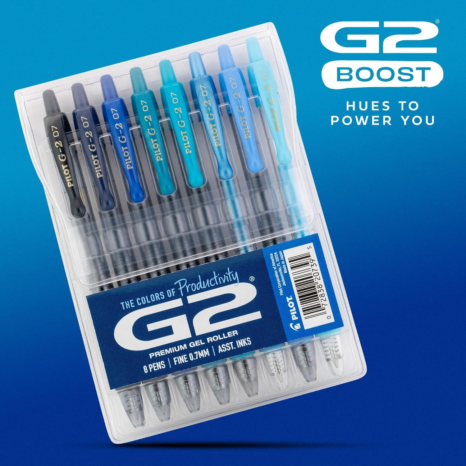 imagePilot G2 Premium Gel Roller Pens G2 Boost Greens Pack The Colors of Balance 8 Pack Pouch Fine Point 07 mm AssortedAssorted Blue