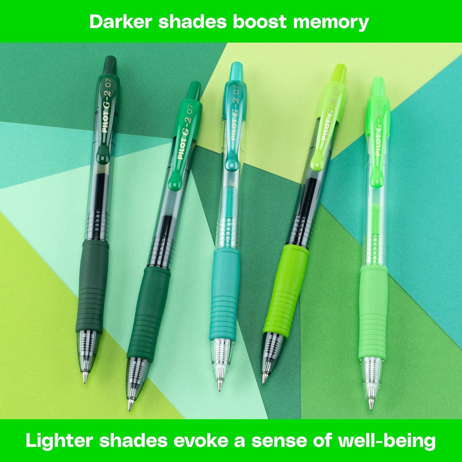 imagePilot G2 Premium Gel Roller Pens G2 Boost Greens Pack The Colors of Balance 8 Pack Pouch Fine Point 07 mm AssortedAssorted Green