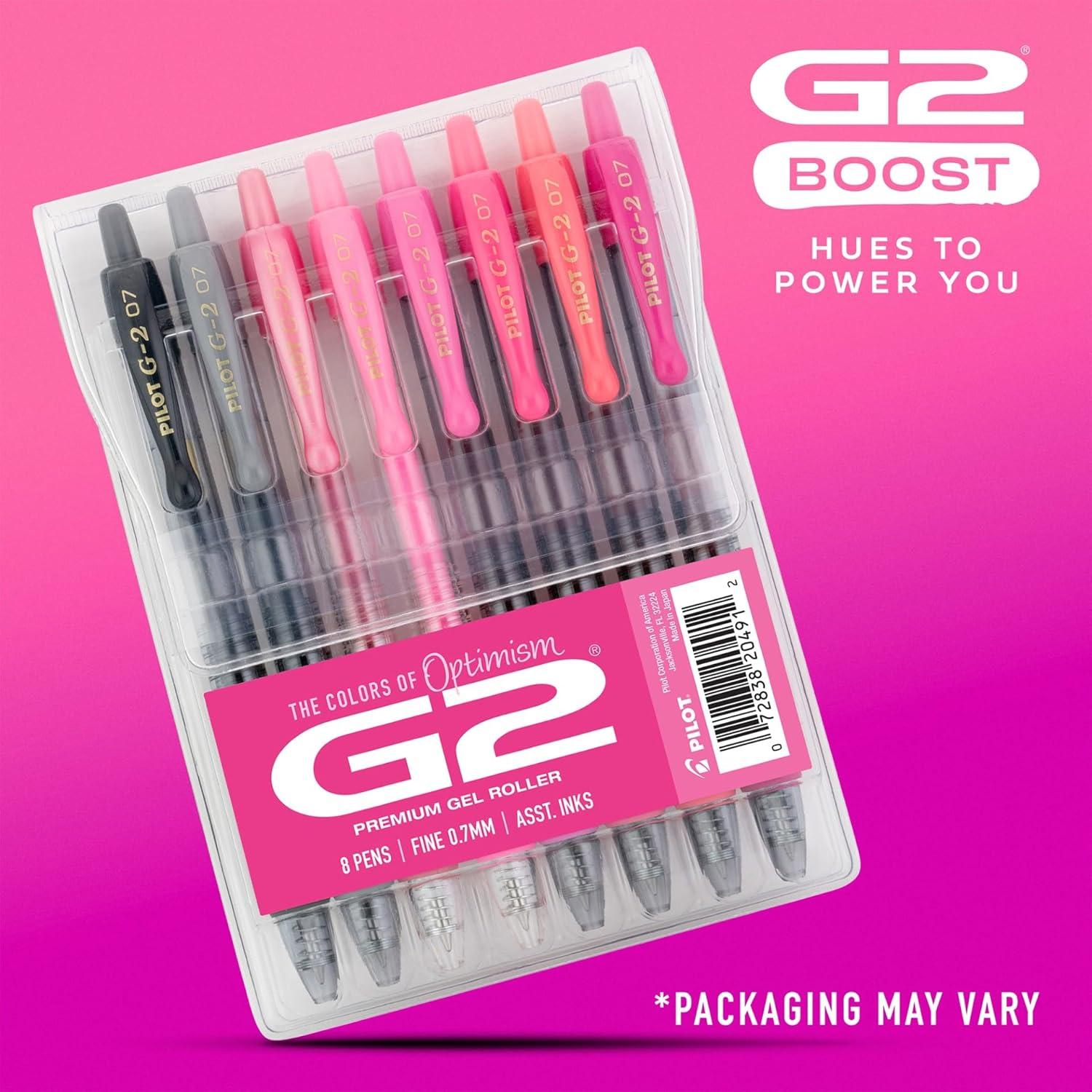imagePilot G2 Premium Gel Roller Pens G2 Boost Greens Pack The Colors of Balance 8 Pack Pouch Fine Point 07 mm AssortedAssorted Pink