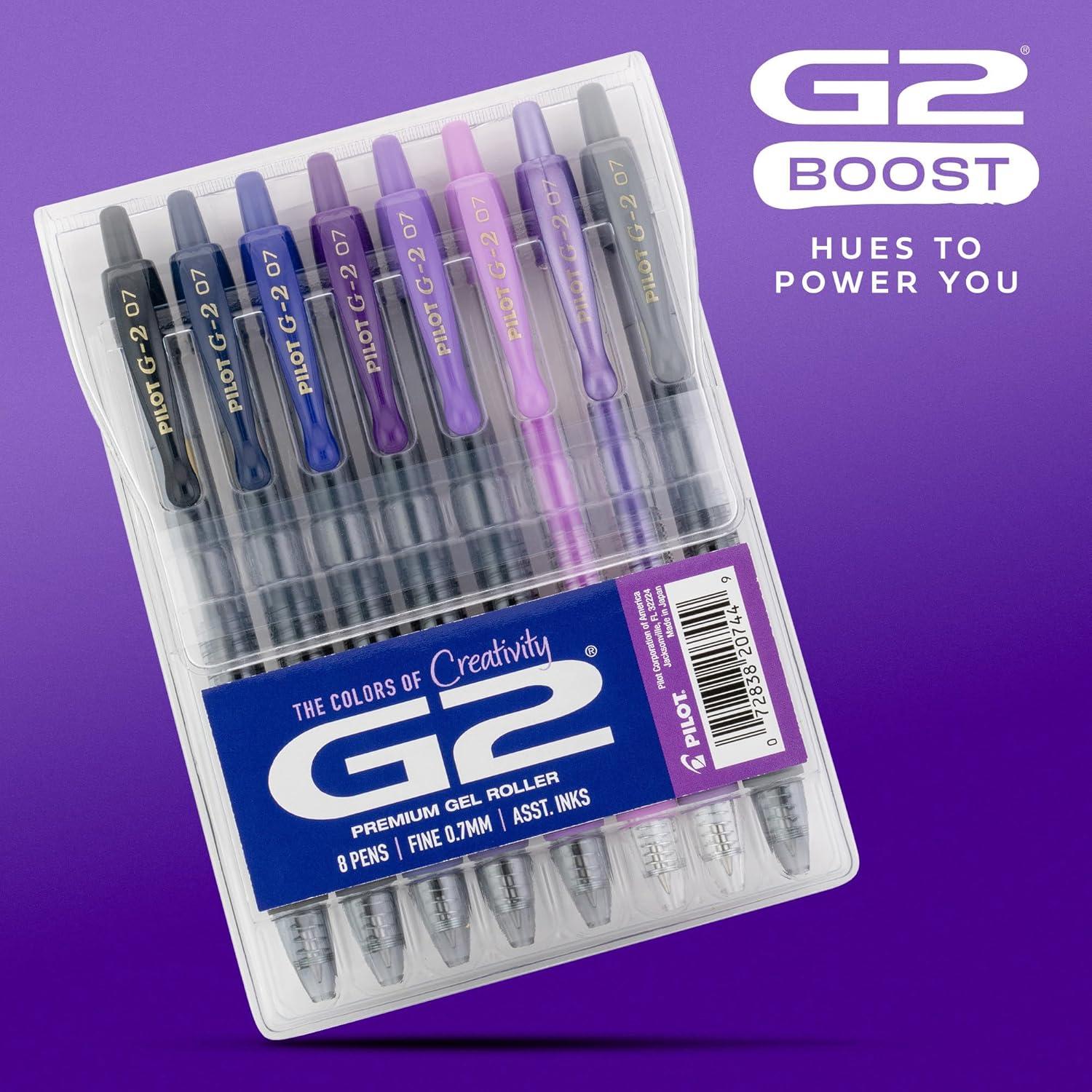 imagePilot G2 Premium Gel Roller Pens G2 Boost Greens Pack The Colors of Balance 8 Pack Pouch Fine Point 07 mm AssortedAssorted Purple