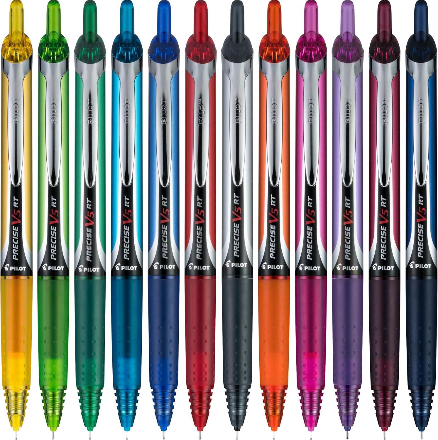imagePilot Precise V5 RT Refillable ampamp Retractable Rolling Ball Pens Extra Fine Point 05 mm Assorted Colors Pack of 12Assorted