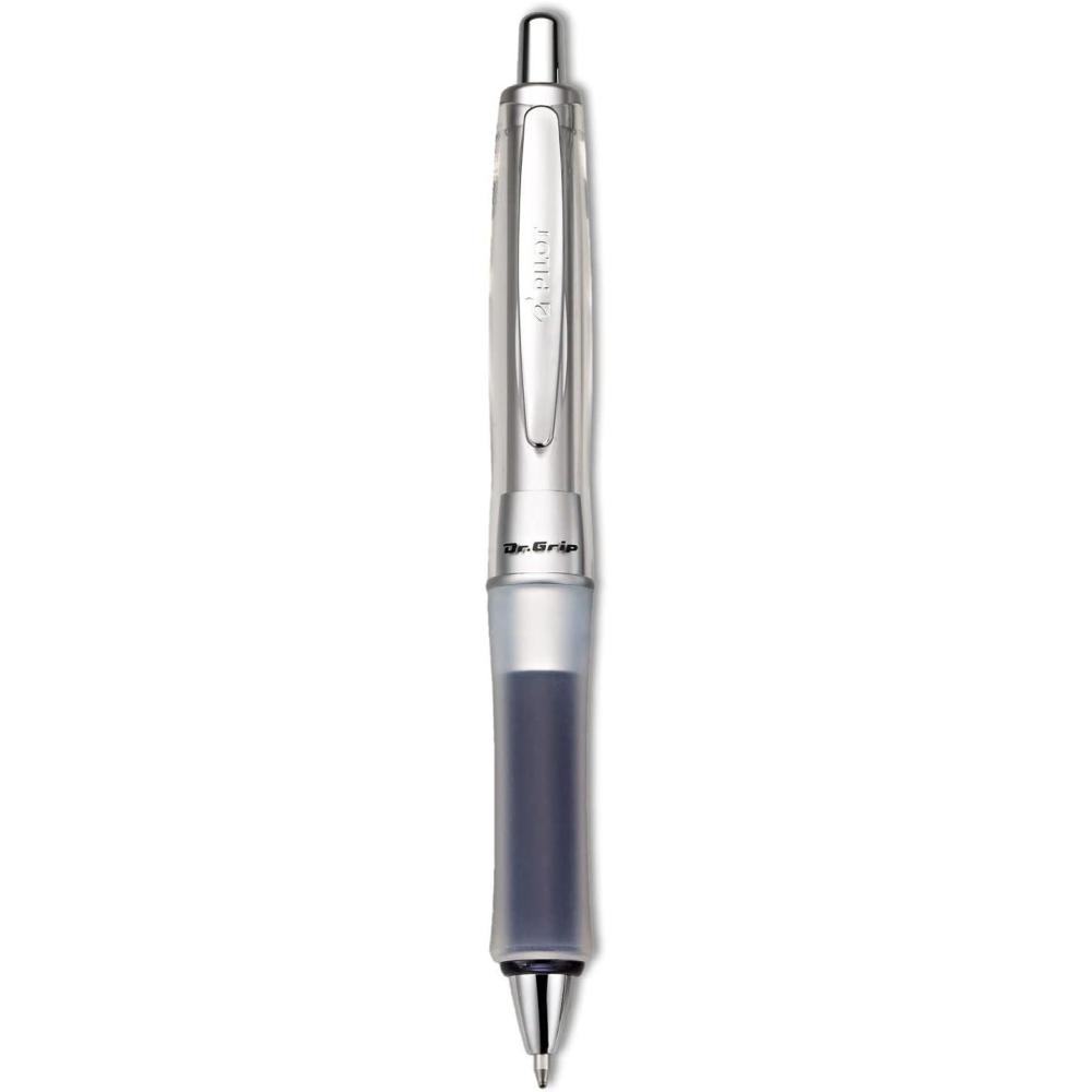 imagePILOT Dr Grip Center of Gravity Refillable ampamp Retractable Ballpoint Pen Medium Point Pink Grip Black Ink Single Pen 36182Charcoal Gray Grip