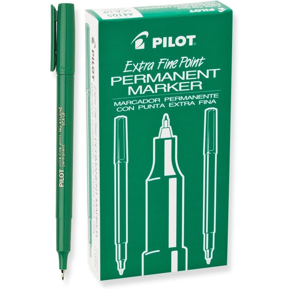 imagePILOT Extra Fine Point Permanent Markers Black Ink 12Pack 44102Green