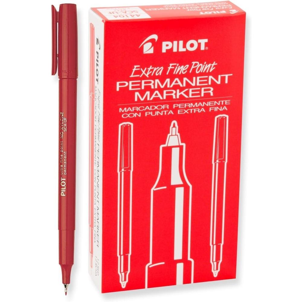 imagePILOT Extra Fine Point Permanent Markers Black Ink 12Pack 44102Red