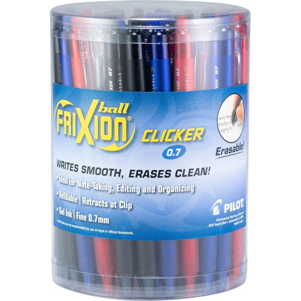 imagePilot FriXion Clicker Erasable Gel Pens Fine Point 07 mm Tub of 36 Black Blue ampamp RedBusiness Colors