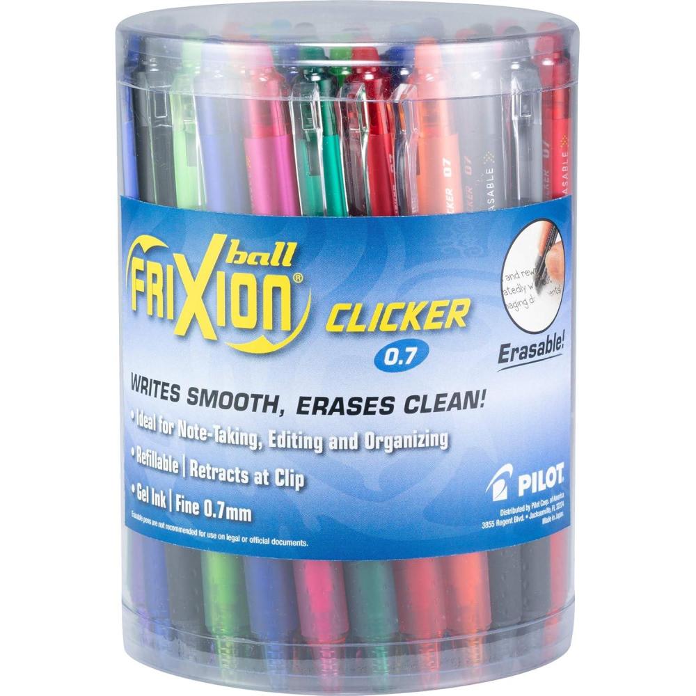 imagePilot FriXion Clicker Erasable Gel Pens Fine Point 07 mm Tub of 36 Black Blue ampamp RedFashion Colors