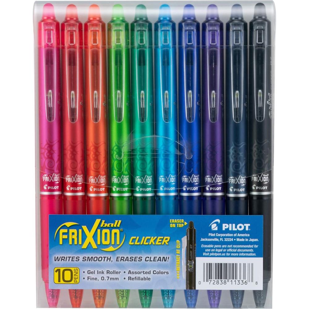 imagePilot FriXion Erasable Gel Pens Fine Point 07 mm Erasable Pens Pack of 10 Assorted ColorsAssorted