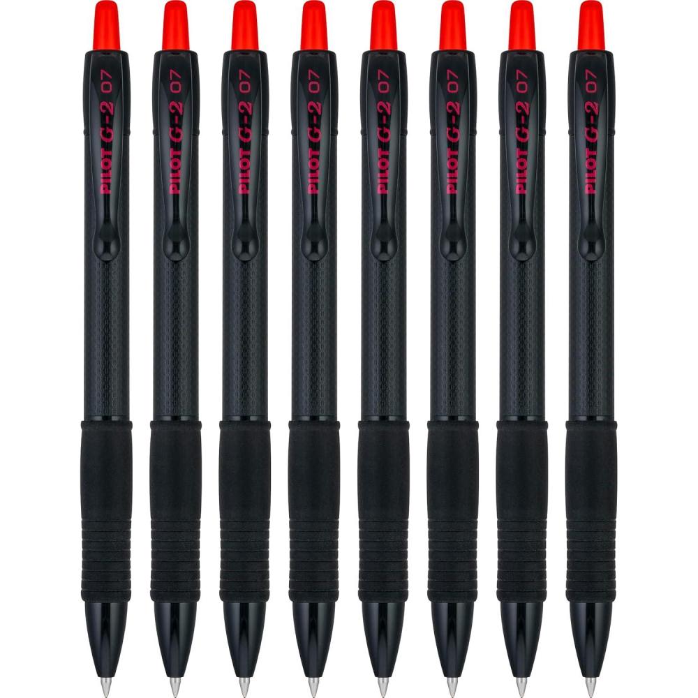 imagePilot G2 Edge Premium Gel Roller Pens Fine Point 07 mm Black Pack of 8Red