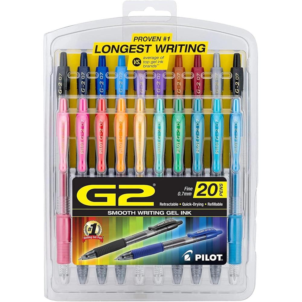 imagePilot G2 Premium Gel Pens Gel Roller Pens Fine Point 07 mm Assorted Colors 20Assorted Fashion