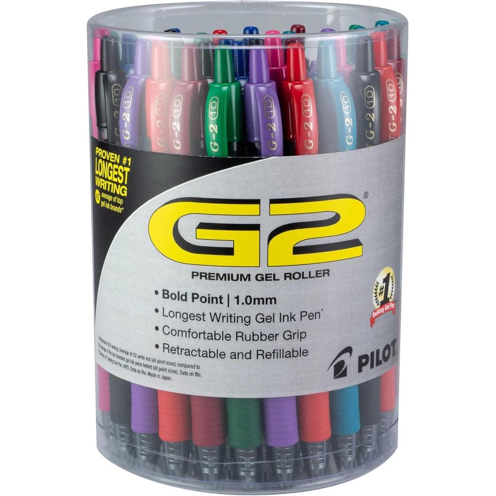 imagePilot G2 Premium Gel Roller Pens Bold Point 1 mm Tub of 36 Black Blue RedFashion Colors