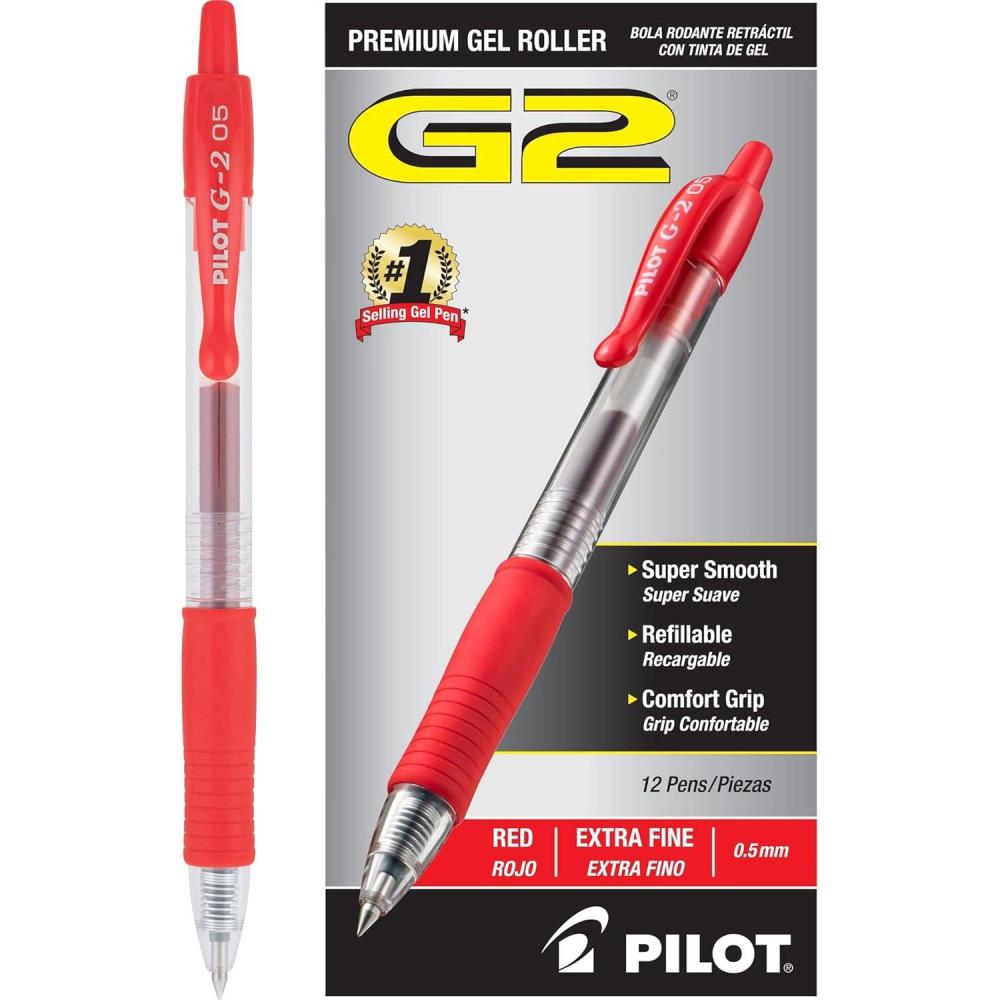 imagePilot G2 Premium Gel Roller Pens Extra Fine Point 05 mm Pack of 12 GreenRed Ink