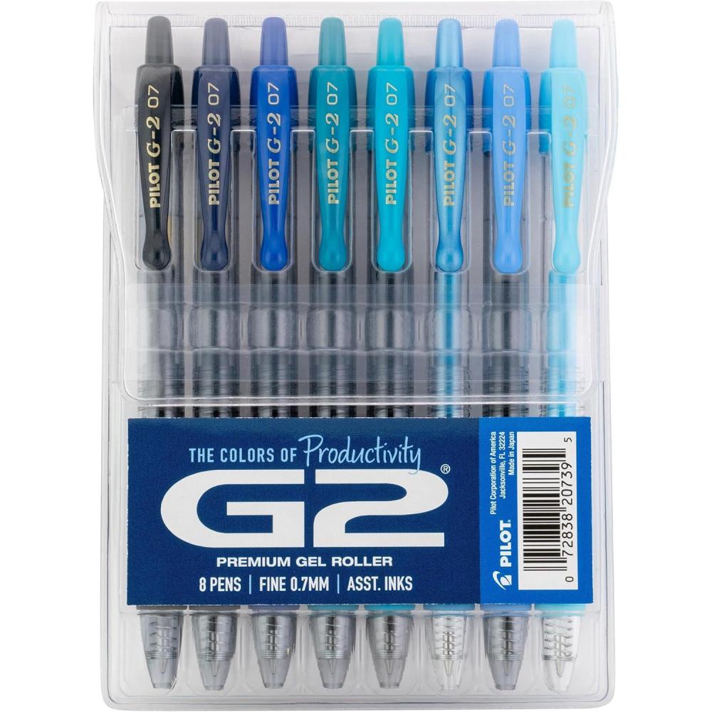 imagePilot G2 Premium Gel Roller Pens G2 Boost Greens Pack The Colors of Balance 8 Pack Pouch Fine Point 07 mm AssortedAssorted Blue