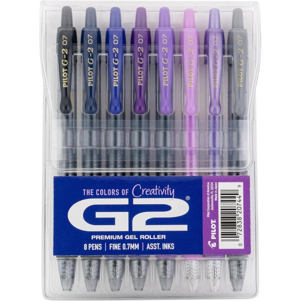 imagePilot G2 Premium Gel Roller Pens G2 Boost Greens Pack The Colors of Balance 8 Pack Pouch Fine Point 07 mm AssortedAssorted Purple