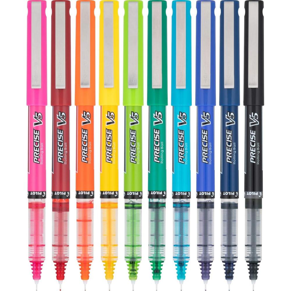 imagePilot Precise V5 Capped Liquid Ink Rolling Ball Pens Extra Fine Point 05 mm Assorted Colors Pack of 101 Count Pack of 10