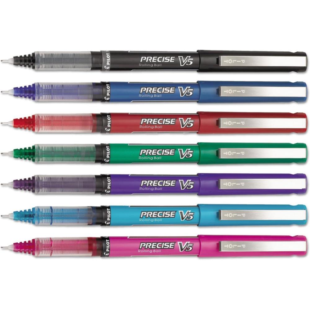 imagePilot Precise V5 Capped Liquid Ink Rolling Ball Pens Extra Fine Point 05 mm Assorted Colors Pack of 7Precise V5
