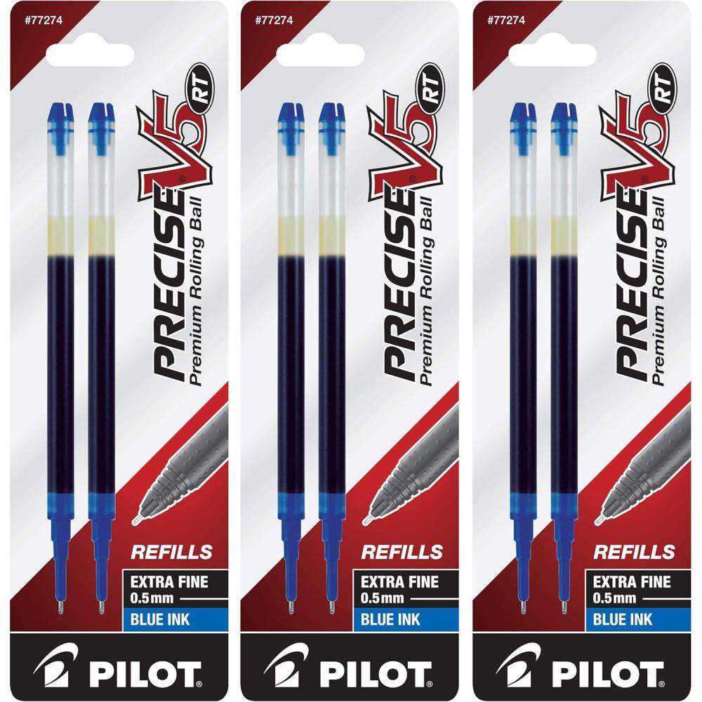 imagePilot Precise V5 RT Liquid Ink Refills Extra Fine Point 05 mm Black Pack of 6Blue