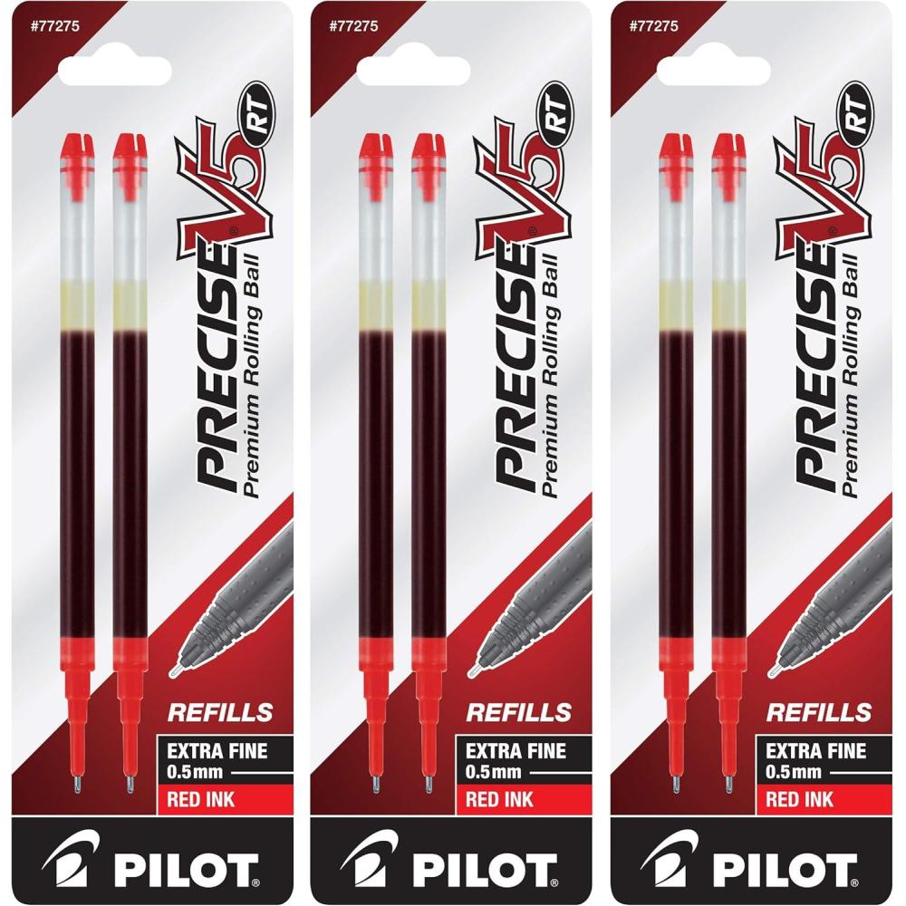 imagePilot Precise V5 RT Liquid Ink Refills Extra Fine Point 05 mm Black Pack of 6Red