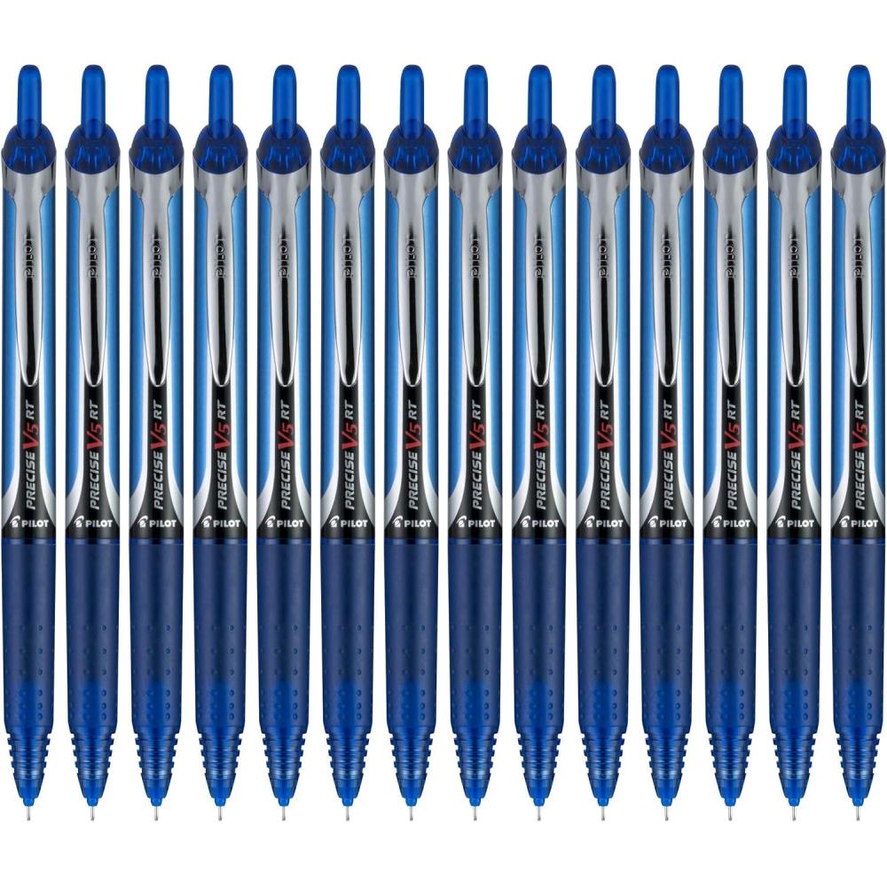 imagePilot Precise V5 RT Refillable ampamp Retractable Rolling Ball Pens Extra Fine Point 05 mm Blue Pack of 14Blue
