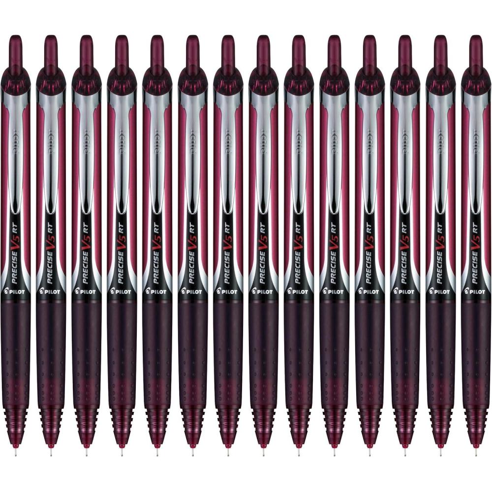 imagePilot Precise V5 RT Refillable ampamp Retractable Rolling Ball Pens Extra Fine Point 05 mm Blue Pack of 14Burgundy