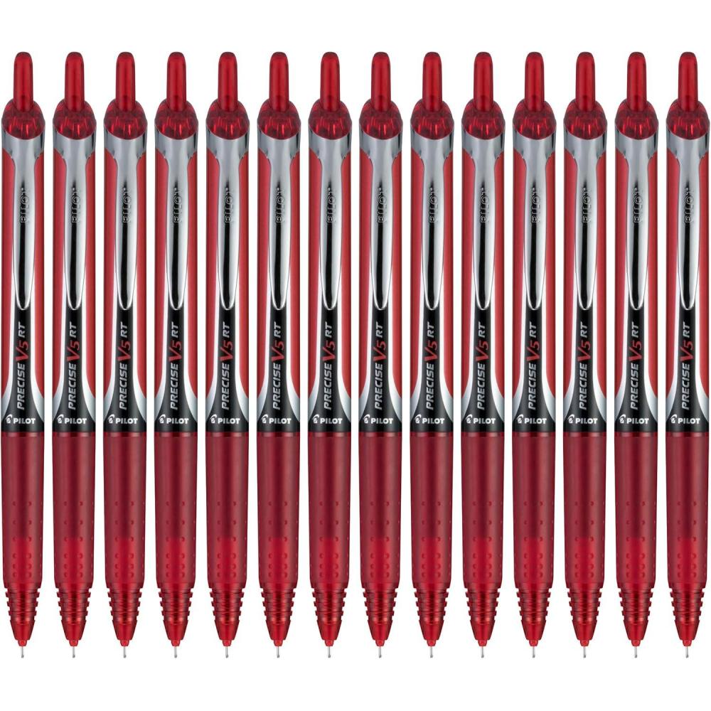 imagePilot Precise V5 RT Refillable ampamp Retractable Rolling Ball Pens Extra Fine Point 05 mm Blue Pack of 14Red