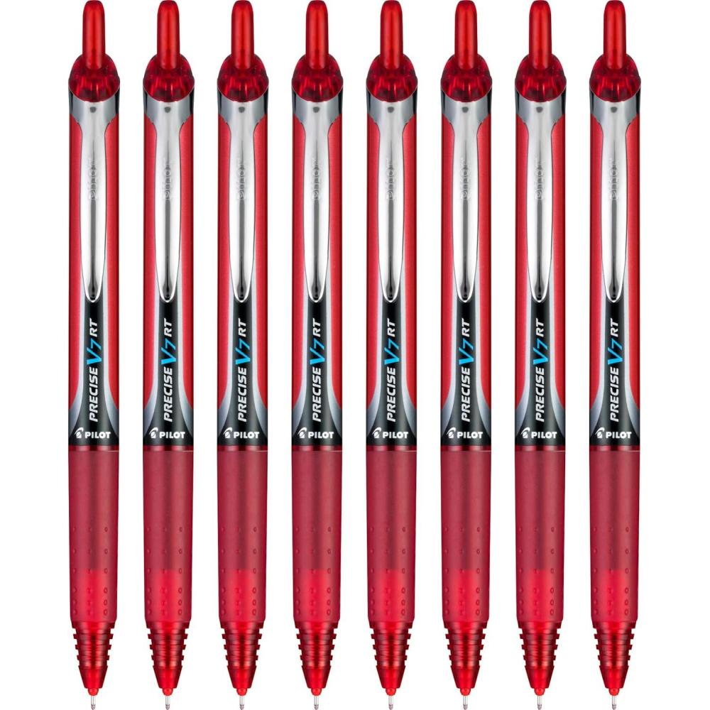 imagePilot Precise V5 RT Refillable ampamp Retractable Rolling Ball Pens Extra Fine Point 05 mm Blue Pack of 8Red