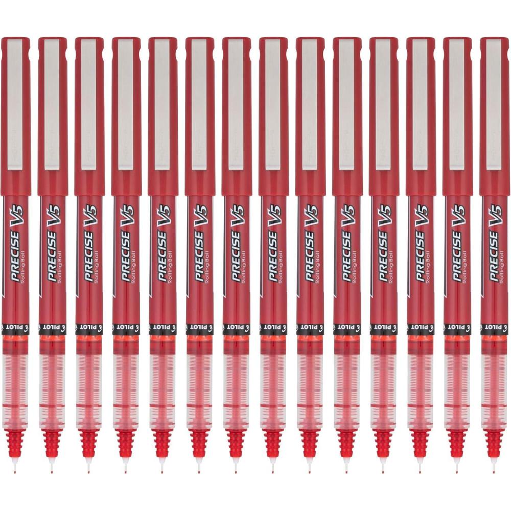 imagePilot Precise V5 Rollerball Pens Extra Fine Point 05 mm Black Pen Black Pack of 14Red