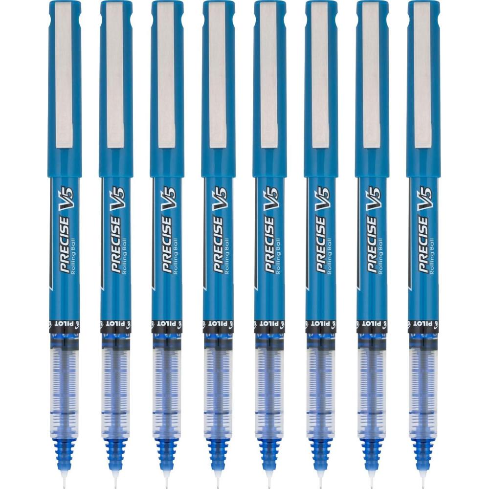 imagePilot Precise V7 Capped Liquid Ink Rolling Ball Pens Fine Point 07 mm Blue Pack of 8Blue