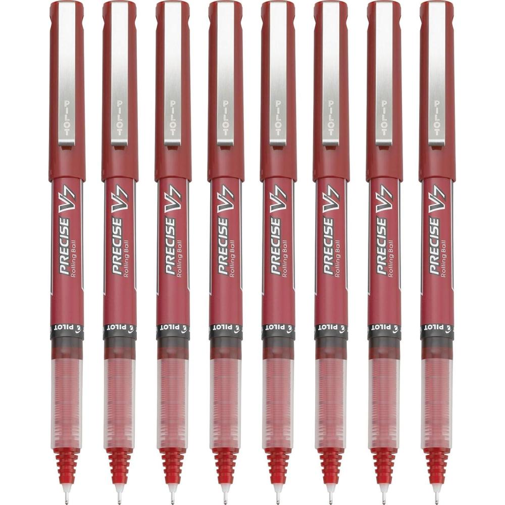 imagePilot Precise V7 Capped Liquid Ink Rolling Ball Pens Fine Point 07 mm Blue Pack of 8Red