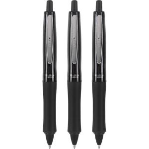 PILOT Dr. Grip FullBlack Refillable & Retractable Ballpoint Pen, Medium Point, Black Ink, 3-Pack (14634)(Full Black)