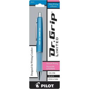 PILOT Dr. Grip Limited Refillable & Retractable Gel Ink Rolling Ball Pen, Fine Point, Assorted Barrel, Black Ink, Single Pen (36274)(Barrel Color May Vary)