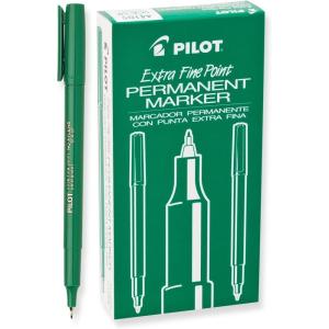 PILOT Extra Fine Point Permanent Markers, Black Ink, 12-Pack (44102)(Green)