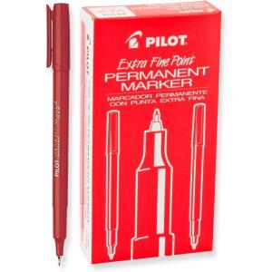 PILOT Extra Fine Point Permanent Markers, Black Ink, 12-Pack (44102)(Red)