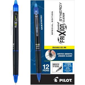PILOT, FriXion Synergy Clicker Erasable, Refillable, Retractable Gel Ink Pens, Extra Fine Point 0.5 mm, Pack of 12, Green Ink(Blue)