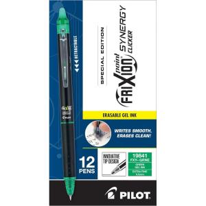 PILOT, FriXion Synergy Clicker Erasable, Refillable, Retractable Gel Ink Pens, Extra Fine Point 0.5 mm, Pack of 12, Green Ink(Green)