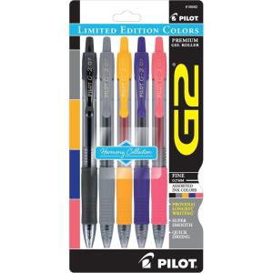 PILOT G2 Limited Edition Harmony Ink Collection Retractable Gel Pens, 0.7mm Fine Point, Assorted Ink, 10-Pack(5-Pack)