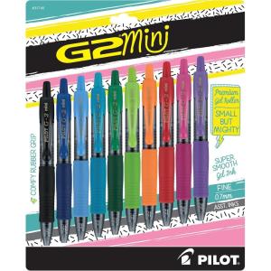 PILOT G2 Limited Edition Harmony Ink Collection Retractable Gel Pens, 0.7mm Fine Point, Assorted Ink, 10-Pack(New Rose Pink & Grape Inks), 10-Pack(G2 Mini Gel Pen)