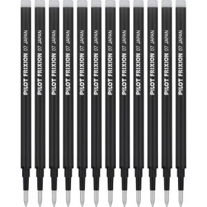PILOT Pen FriXion Gel Ink Refills for Erasable Pens, Fine Point, Black Ink, 12-Pack